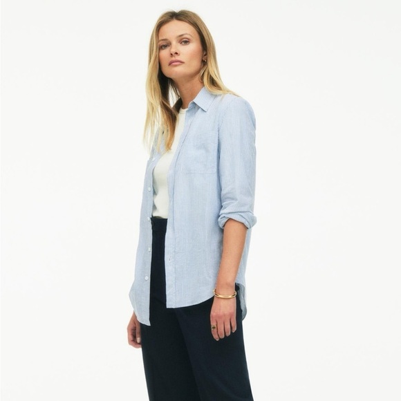 Zara into the classics blue and white striped button-down size extra large - Picture 2 of 11